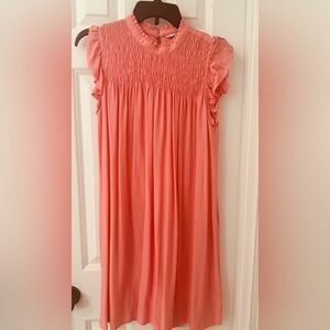 NWOT-Coral Smocked Dress